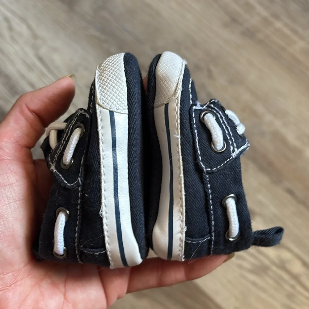 Koala Kids Blue and White Baby Boat Shoes